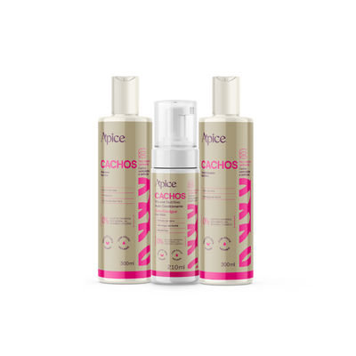 Kit Cachos NOVA FRAGRÂNCIA- Shampoo, Condicionador e Mousse (3 ITENS)