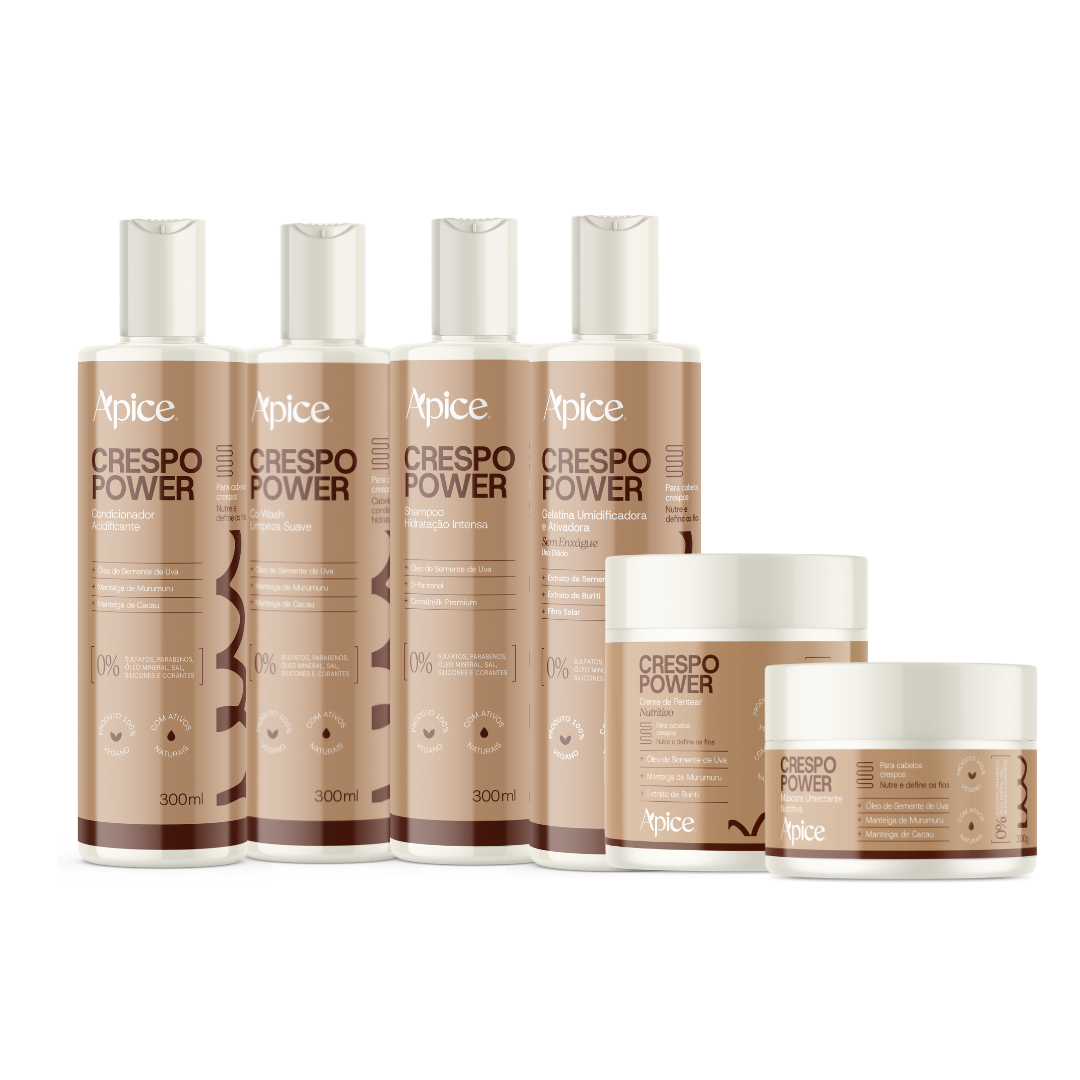 Kit Crespo Power - Shampoo, Co Wash, Condicionador, Gelatina, Máscara e Creme de Pentear (6 ITENS) - Image 1