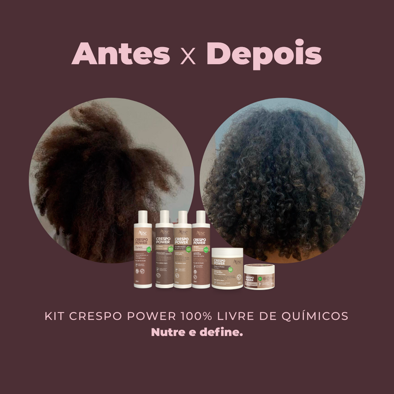 Kit Crespo Power - Shampoo, Co Wash, Condicionador, Gelatina, Máscara e Creme de Pentear (6 ITENS)