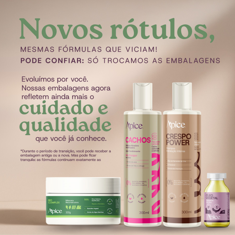 Kitão Crespo Power- Shampoo, Condicionador, Gelatina, Creme de Pentear Mousse e Máscara - todos os tamanhos